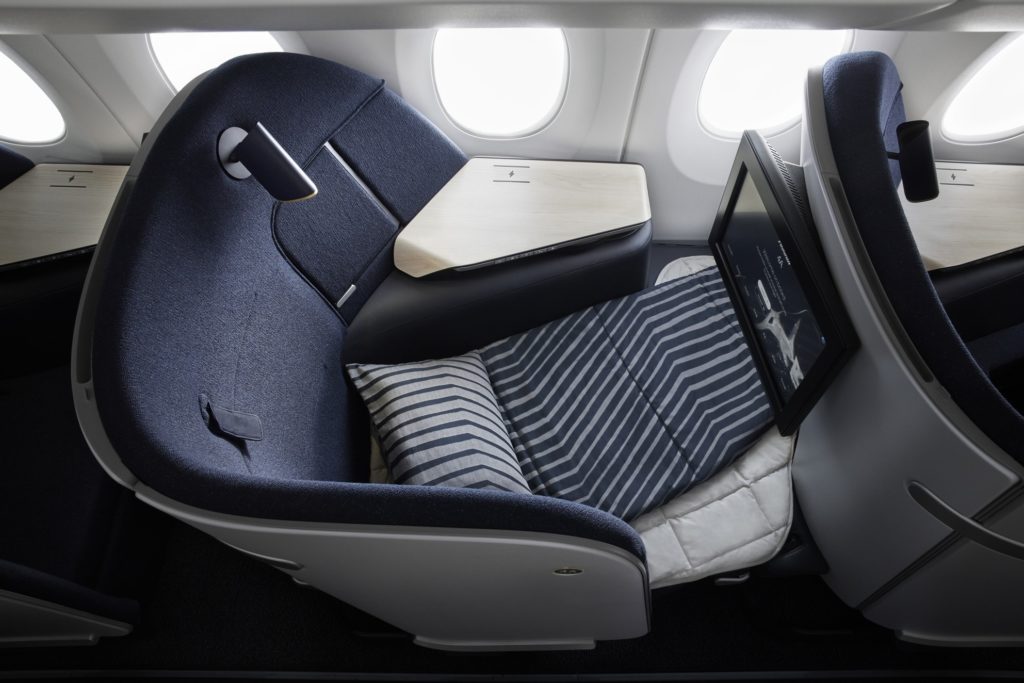 Finnair business class seats - sleeping position