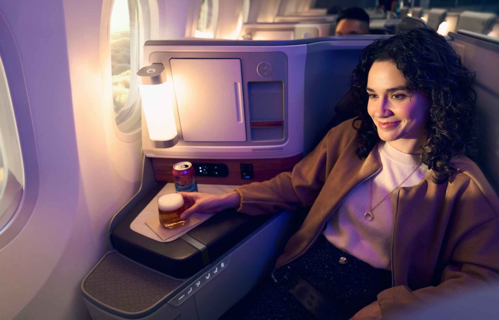 The business class seat on Alaska Airlines